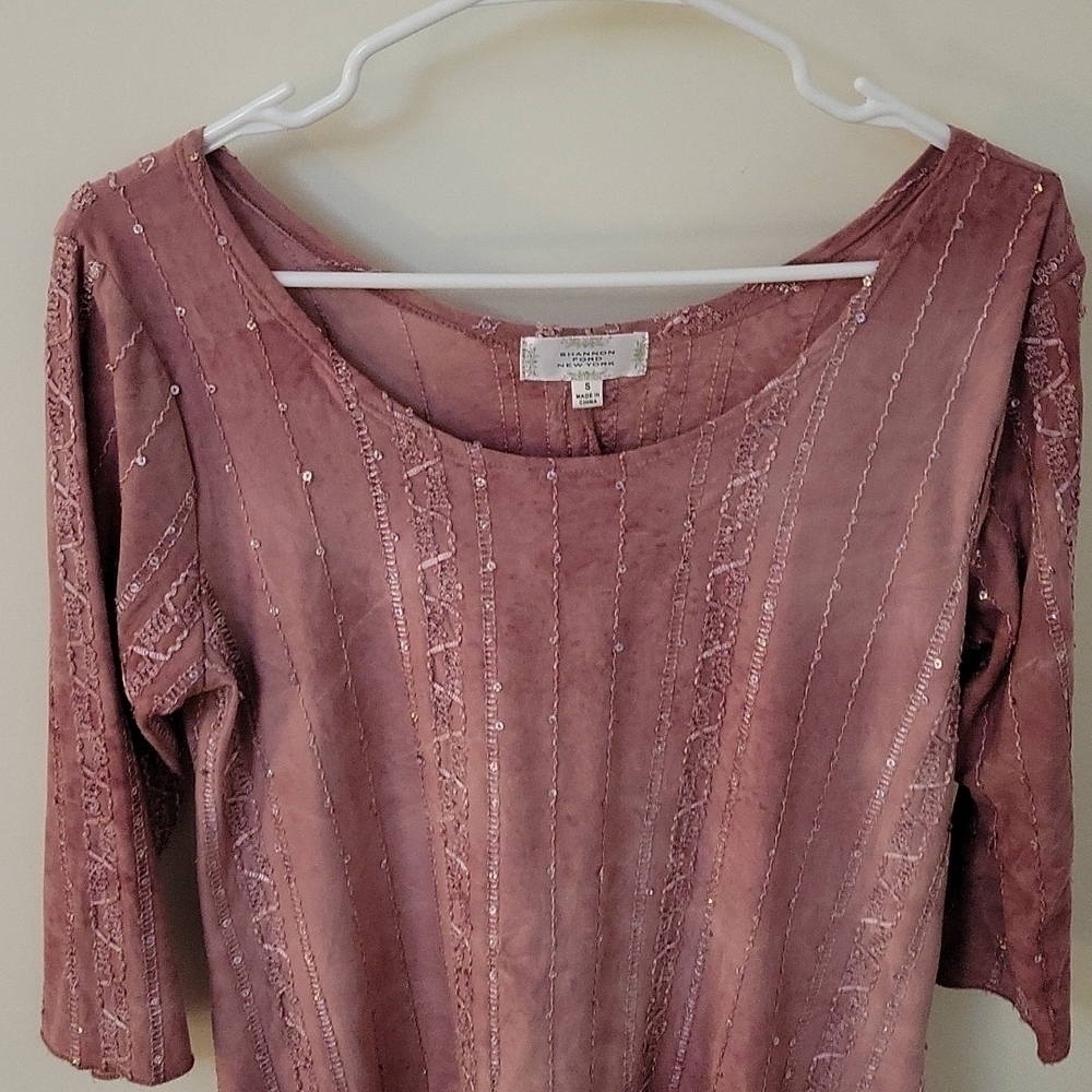 SHANNON FORD Dusty Pink Embroidered Beaded Sequin Batik Tunic - Picture 3 of 13